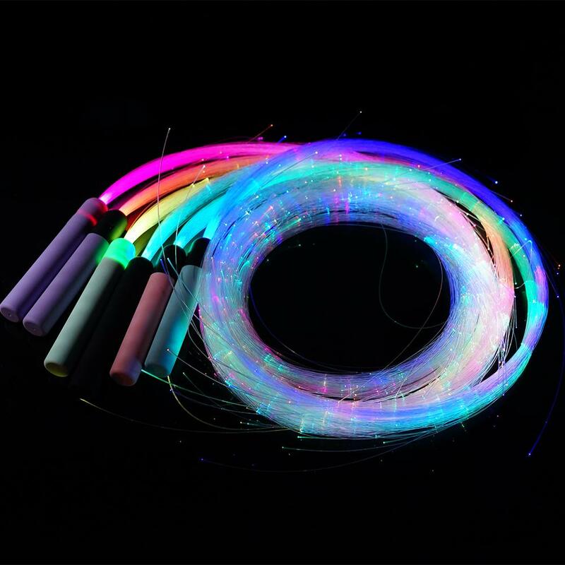 LED Fibra Óptica Chicote, 360 ° Giratória, Super Bright Optical Corda de Mão, Light-Up Pixel Chicote, Fluxo Toy, Dance Party Lighting Show