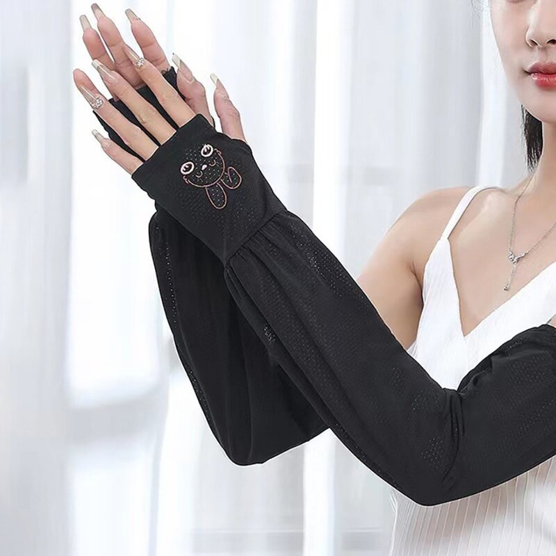 Breathable Ice Sleeves Summer Sunscreen Sleeves Women Driving Ice Silk Sleeves for Slim