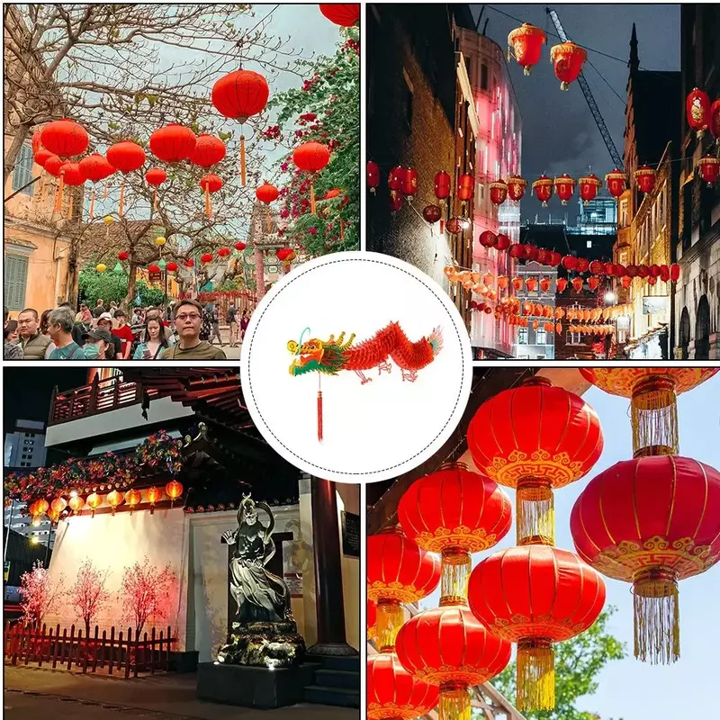 Plastic Hanging Dragon Lantern, ano novo chinês, festival da primavera, ornamentos para decoração, feliz ano novo