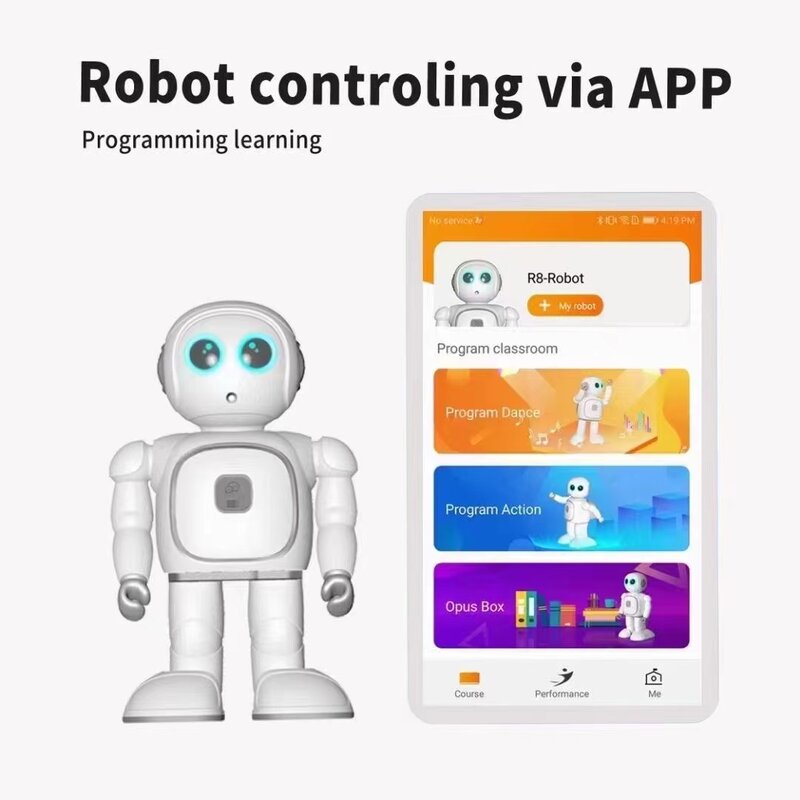หุ่นยนต์ของเล่นเพื่อการศึกษาตั้งโปรแกรมได้อัจฉริยะรองรับแอปเต้นรำเดินพูดได้
