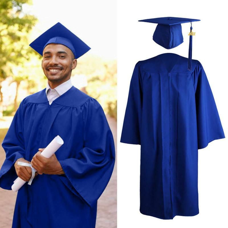 男性と女性のための柔らかいマットな卒業ドレス、高校と独身のためのユニセックスコスチューム、帽子とタッセルのセット、2023