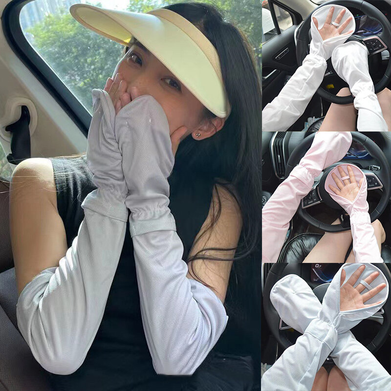 Ice Sleeve Gloves Women's Summer Driving Sun Protection Arm Sleeves Large Size Loose Breathable Arm Guard UV Outdoor New 2024