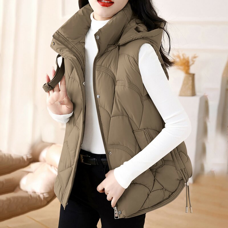 GlaCoat à capuche pour femme, vestes épaisses pour femme, monochrome, décontracté, coréen, hiver, 2023
