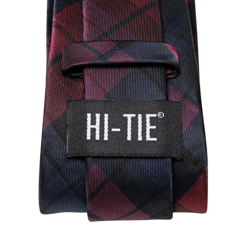 Hi-Tie ออกแบบลายสก๊อตผ้าไหมสีฟ้าสีแดงเนคไทงานแต่งงานสำหรับผู้ชาย Handky Cufflink ของขวัญผู้ชายเนคไทแฟชั่นงานปาร์ตี้ธุรกิจ Dropshiping