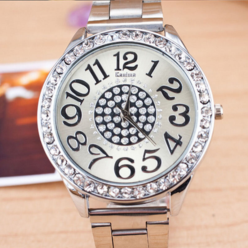 Fashion Crystal Analog Quartz Stainless Steel Band Women Bracelet Wrist Watch