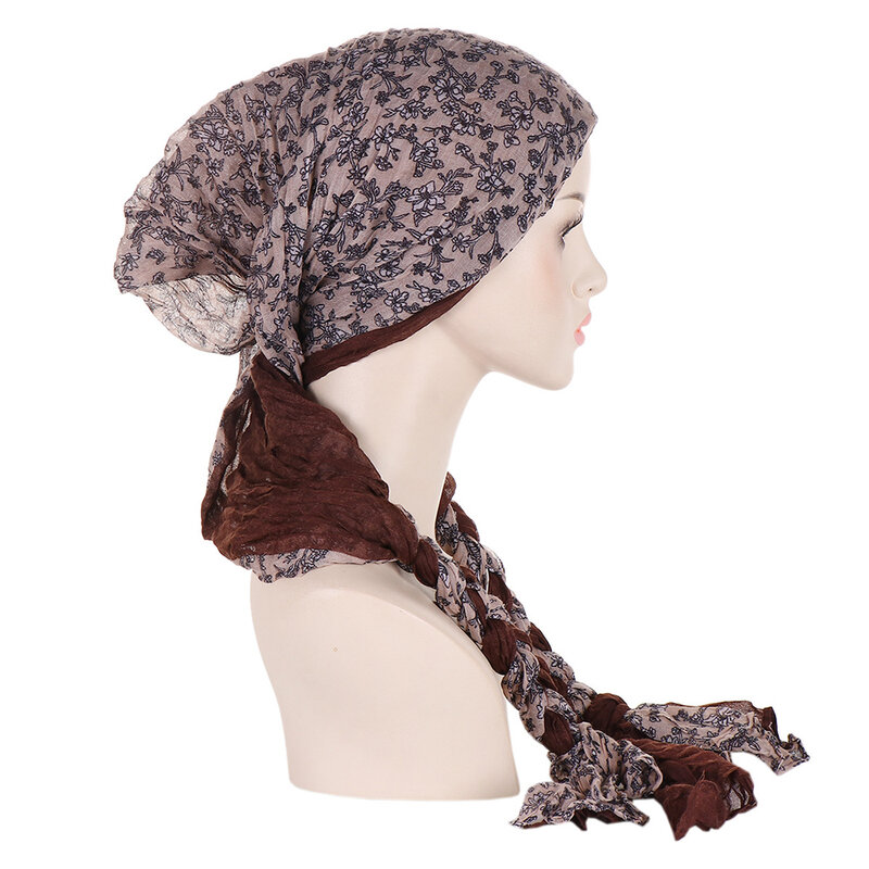 Copricapo con trecce di turbante multicolore, berretto Pullover da donna turca, hijab musulmani, foulard per capelli intrecciati, berretto inferiore cappelli da preghiera da donna