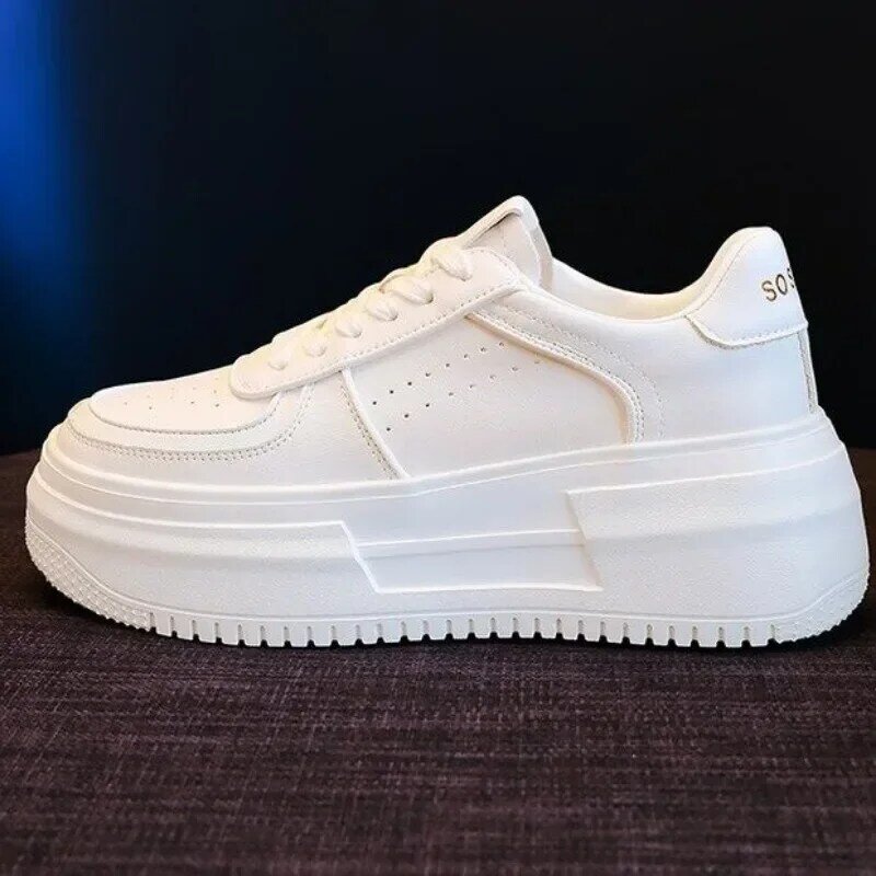 2024 New U Leather Women's White Casual Woman Vulcanize Sneakers Breathable Sport Walking Running Platform Flats Shoes
