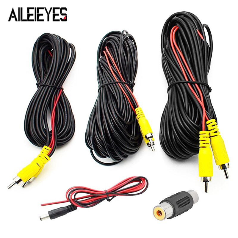 6/10/15/20M RCA Video Cable For Car Rear View Camera AV Extension Wire Harness With ADC Power Cable Adapter For Backup Camera