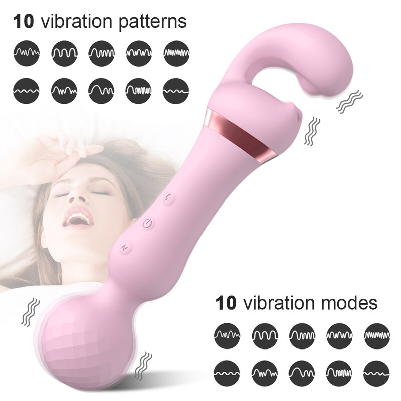 Poderoso vibrador vibrador AV para mulheres, varinha mágica feminina, vibração do ponto G do clitóris, masturbador, brinquedos sexuais, adultos 18, 20 velocidades