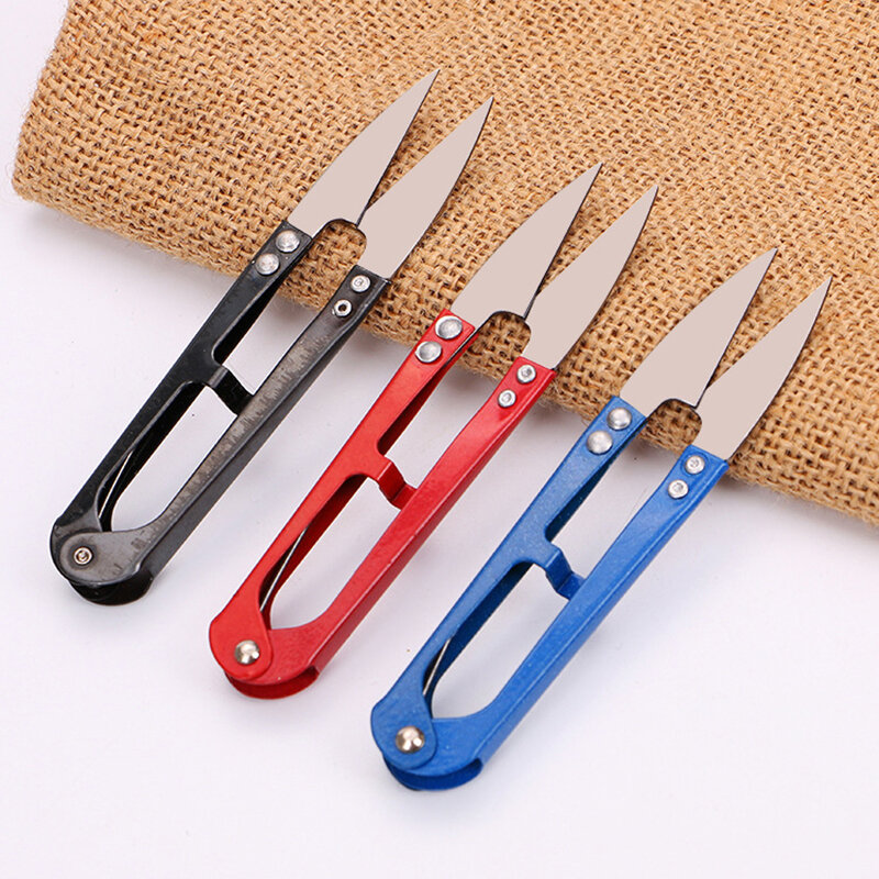Household Color U-Shaped Small Scissors Sewing Snip Thread Cutter  Plastic Handle  DIY Craft Tool Office School Accessories