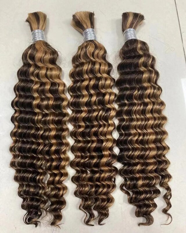 Extension de cheveux brésiliens Remy Deep Wave, tresses au crochet, cheveux humains en vrac, sans trame, 18 à 28 pouces, vraie beauté
