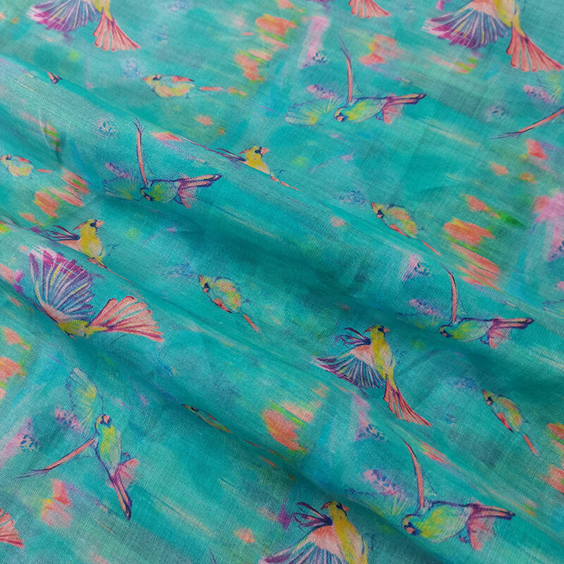JH high quality natural pure ramie cloth printed fabric, suitable for dresses, gowns, summer thin DIY hand sewing designers