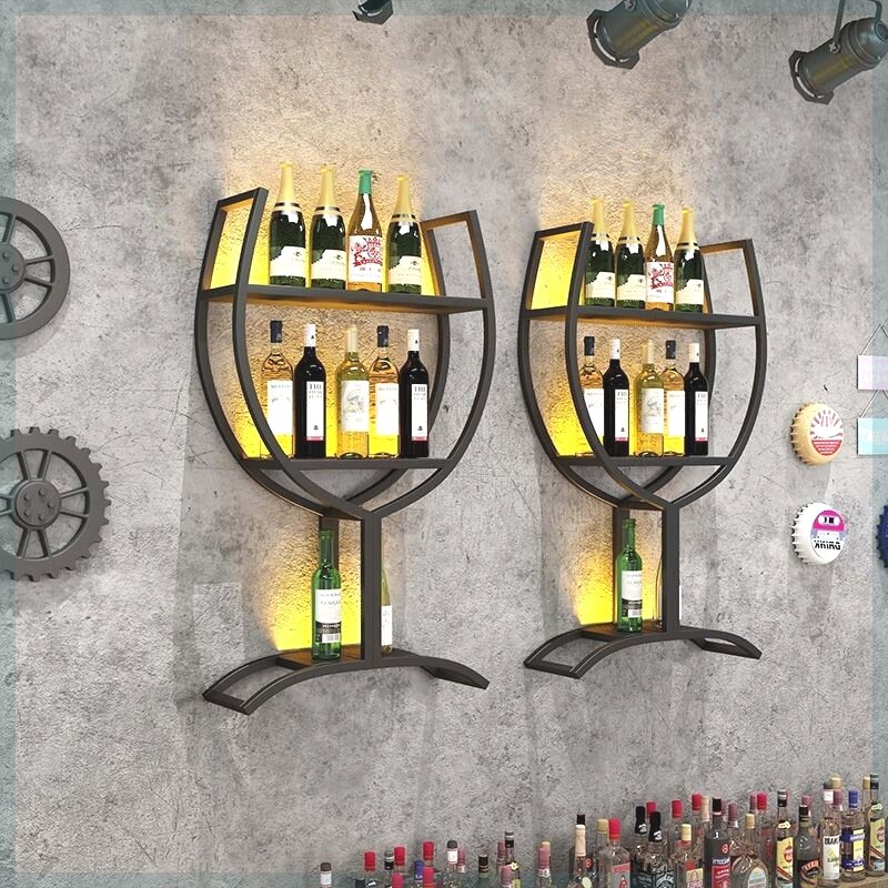 Armarios de Vino industriales montados en la pared, soporte de botella, Botellero, muebles de Vino, restaurante, sótano tradicional, Bar único