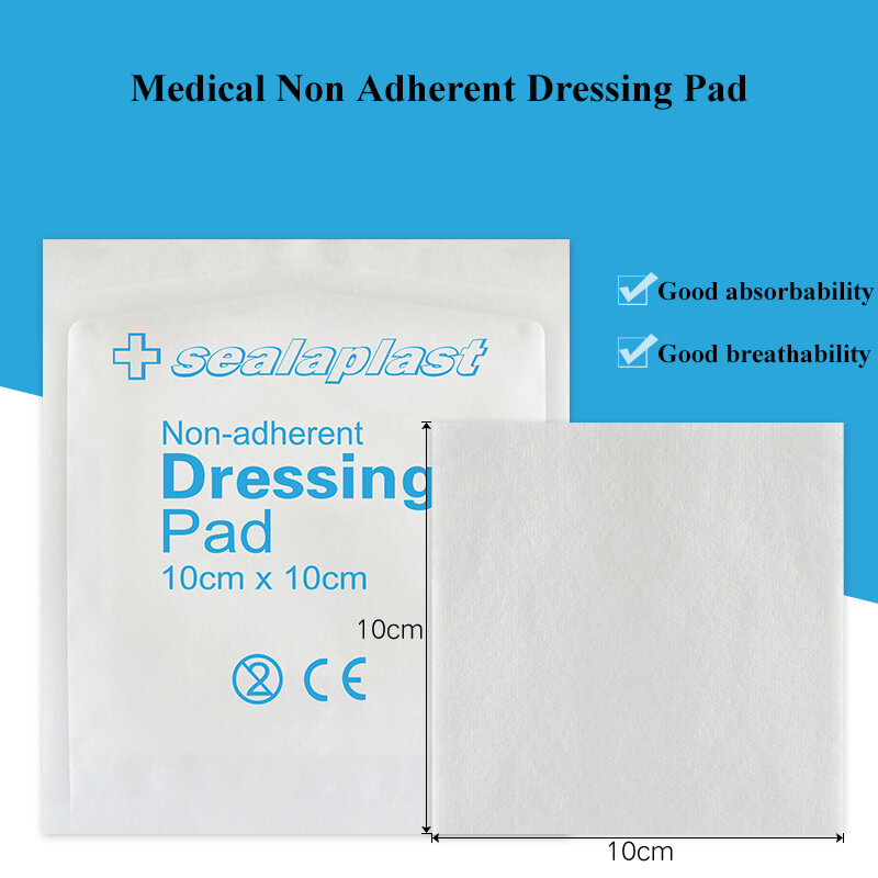 20Pcs 10x10CM Medical Non-adhesive Pad Blood Suction Hemostatic Non-adherent Wound Dressing Pad Home Outdoor First Aid