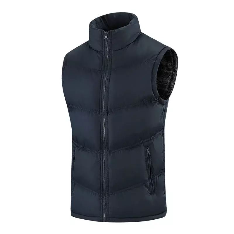Men's Sweatwear Vest Jacket Thick Warm Sleeveless Coats Winter Waterproof Zipper Outdoor Autumn Stand-up Collar Casual Waistcoat