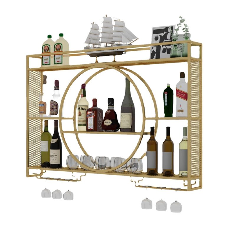 Gold lager Wein regale Whisky halter moderne Anzeige große Wein regal industrielle Wand Spirituosen geschäft stojak na wino Haushalts gegenstände