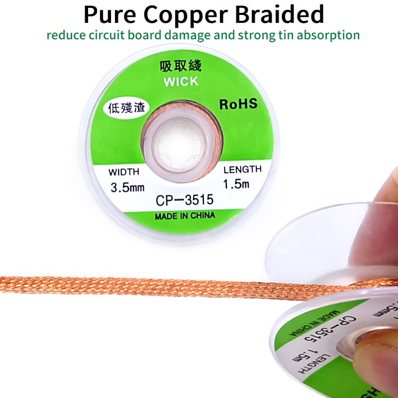 Desolderen Vlecht Tape Koper Lassen Soldeer Remover 1/1.5/2.5/3/3.5/4Mm Draad Solderen Wick Tin Lead Cord Flux Bga Reparatie Tool