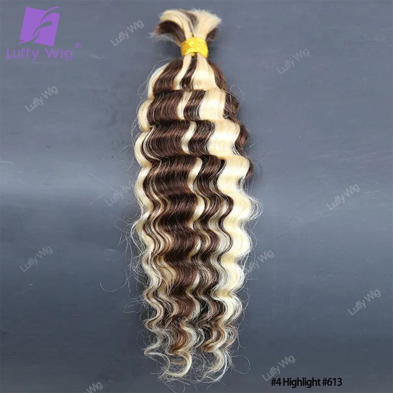 Highlight Human Hair Bulk Voor Het Vlechten Van Deep Wave Doube Draw Burmese Remy Boho Box Vlechten Hair Extensions Voor Zwarte Vrouwen Luffy
