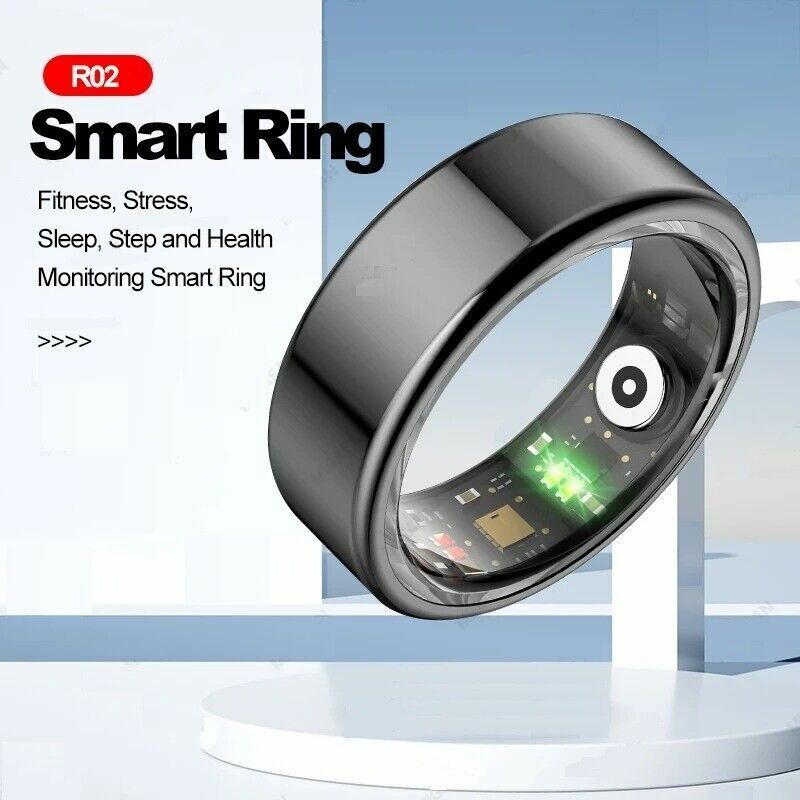 R02 Smart Ring Militaire Kwaliteit Titanium Stalen Omhulsel Ip68 Waterdichte Slimme Ring Stress Bloed Zuurstof Slaap Hartslagmeter