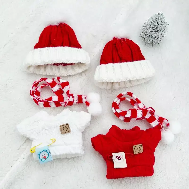 Ropa de bebé de 10cm, Bonito traje de Año Nuevo, accesorios colgantes de muñeca de algodón, bufanda de suéter súper linda de estrella de mar