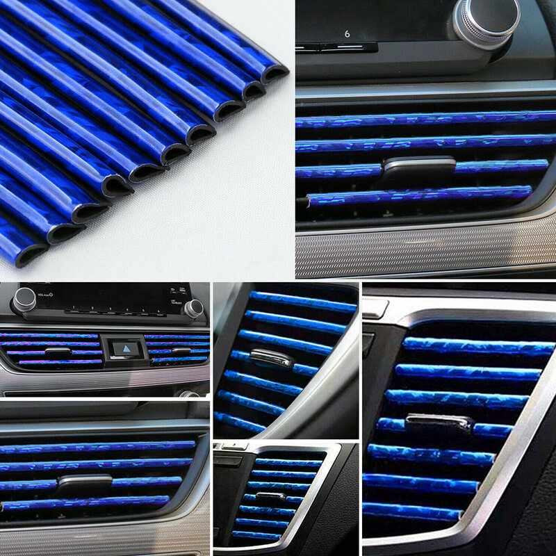 Tiras de decoración para aire acondicionado de coche, accesorios interiores de coche, varios colores púrpura/azul hielo/rojo hielo
