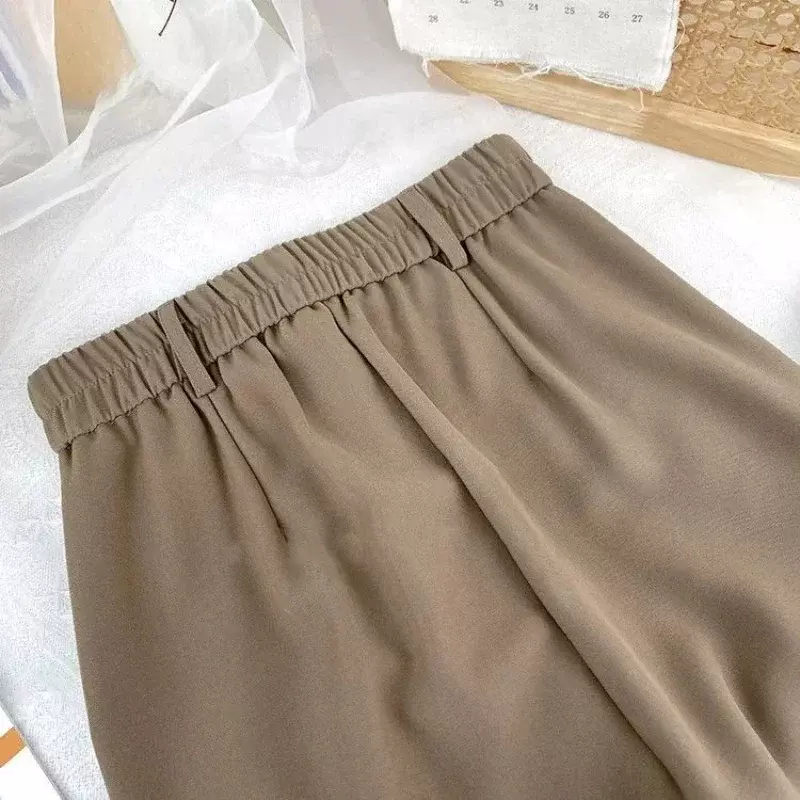 Calça Haren de cintura alta elástica feminina, terno preto, calça casual, estilo coreano, calça de escritório sólida, outono, primavera, 2023