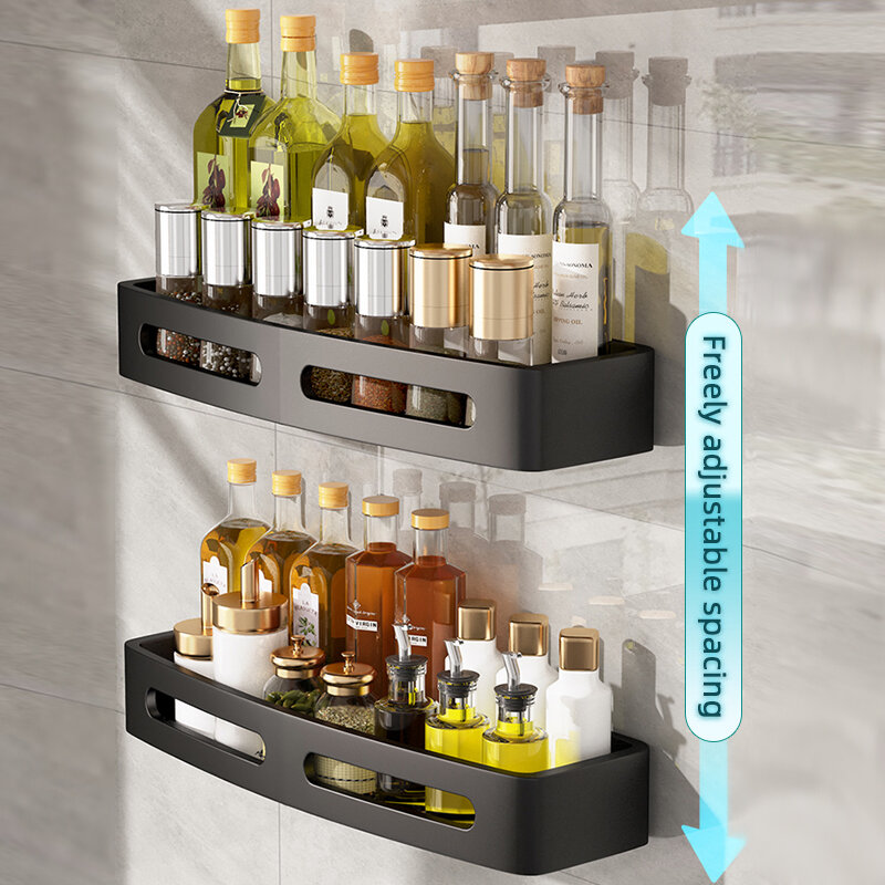 Joybos Kitchen Storage Shelf Wall-mounted Corner Spice Racks for Spice Jars Punch-free Kitchen Shelf Kitchen Organizer