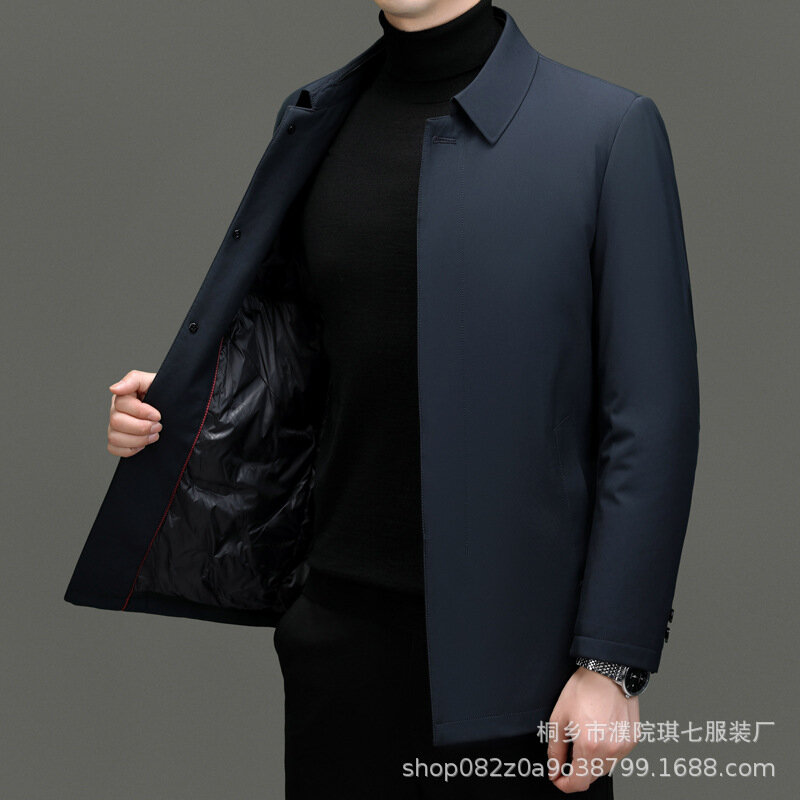 Jaqueta de lapela de inverno masculina, casaco casual de negócios, moda jovem, 2024