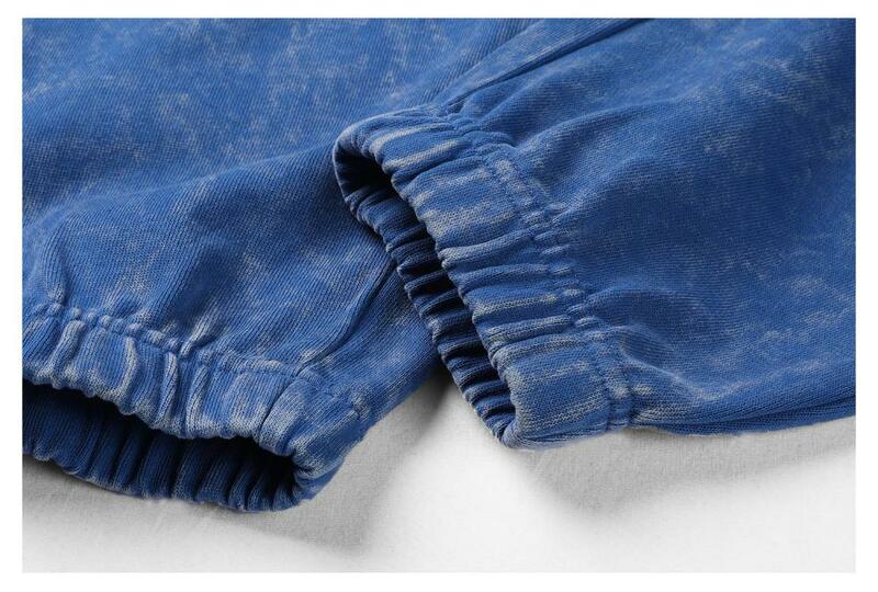 Pantalones elásticos de algodón 100% puro para mujer, pantalón vintage desgastado, estilo fino, a la moda, con bandas en el tobillo, 430gsm