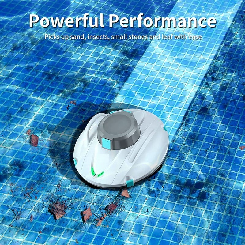 เครื่องดูดฝุ่นหุ่นยนต์ไร้สาย Alat kolam พร้อมไฟ LED เครื่องทำความสะอาดอัตโนมัติสำหรับสระว่ายน้ำ
