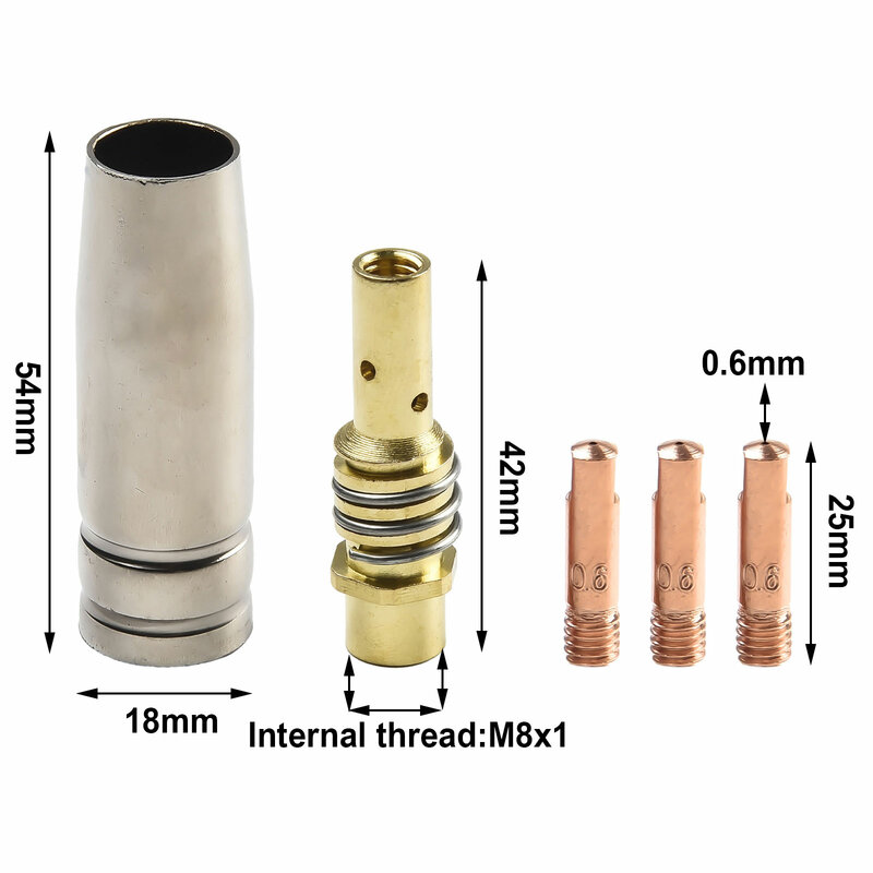 5 шт., контактный наконечник для сварки MIG MB15 15AK 0,6/0,8/0,9/1,0/1,2 мм