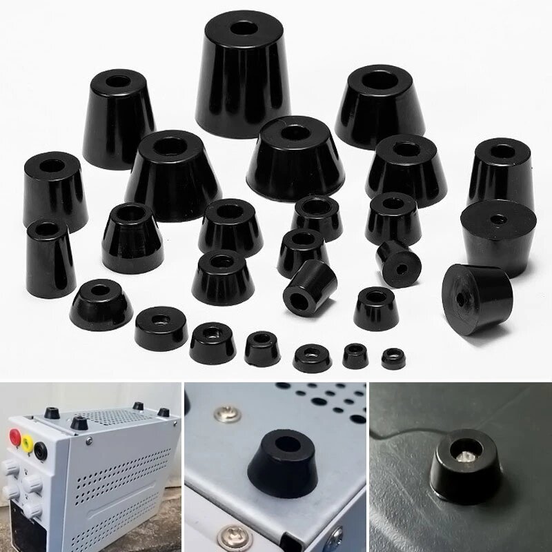 20pcs Anti Slip Furniture Legs Feet Black Speaker Cabinet Bed Table Box Conical Rubber Shock Pad Floor Protector Furniture Parts