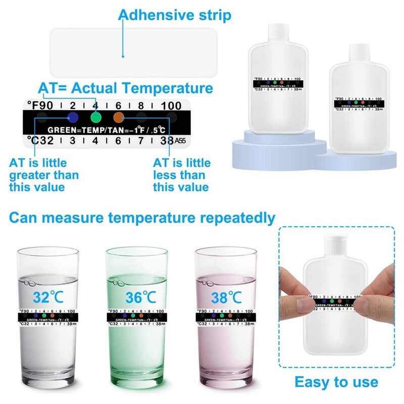 14Pcs Portable Urine Testing Set Kit 2 Portable Empty Bottles,10 Adhesive Temperature Sensitive Test Strips And Insulation Bag