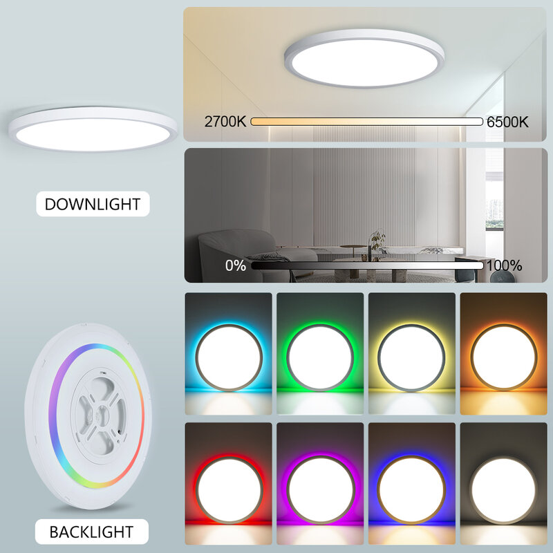 Marpou Tuya ไฟติดเพดาน LED โคมไฟติดเพดานทันสมัยแอป RGB ควบคุมด้วยเสียงด้วยอเล็กซากู๊ดไฟหลอดไฟ LED อัจฉริยะสำหรับห้องนอนห้อง