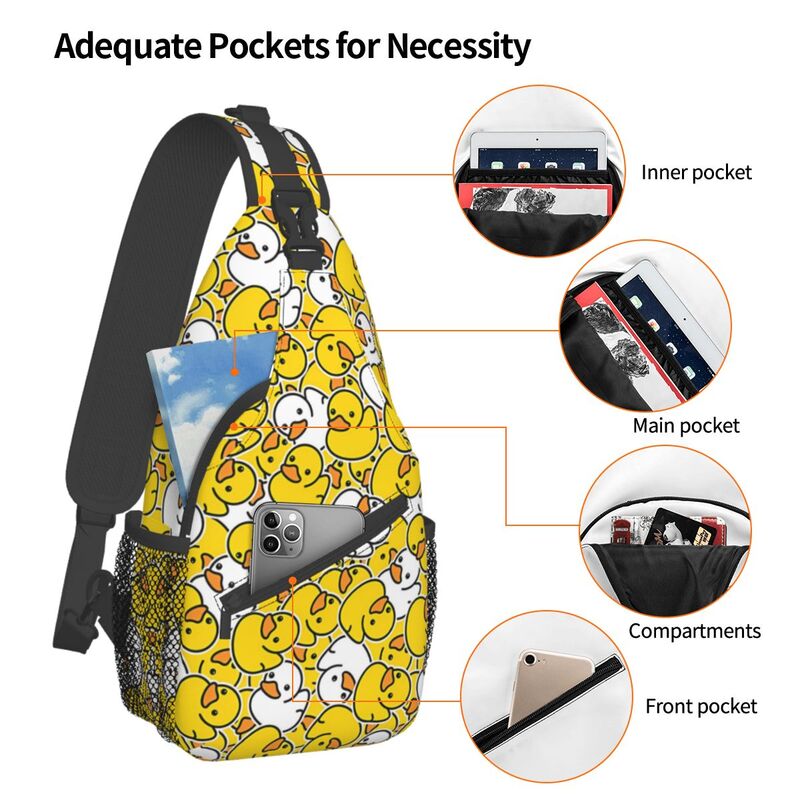 Unisex Rubber Duck Crossbody Bag, Sports Cute Chest Bag, Mochilas de Ombro Moda, Travel Bag, Mulheres, Homem