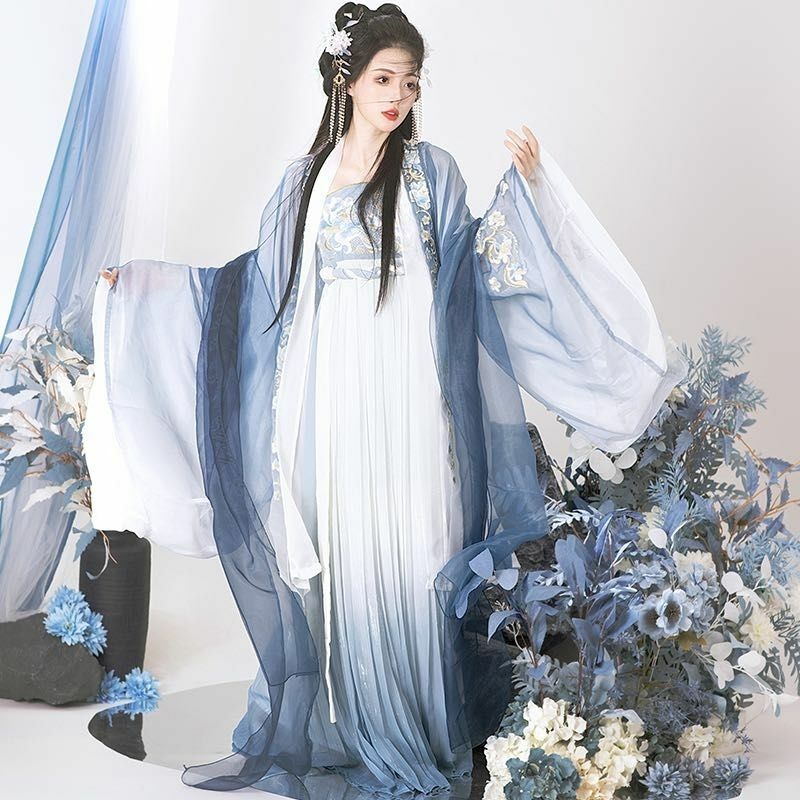 Женское карнавальное платье Hanfu в старинном китайском стиле, танцевальное платье, женское винтажное платье Hanfu большого размера XL