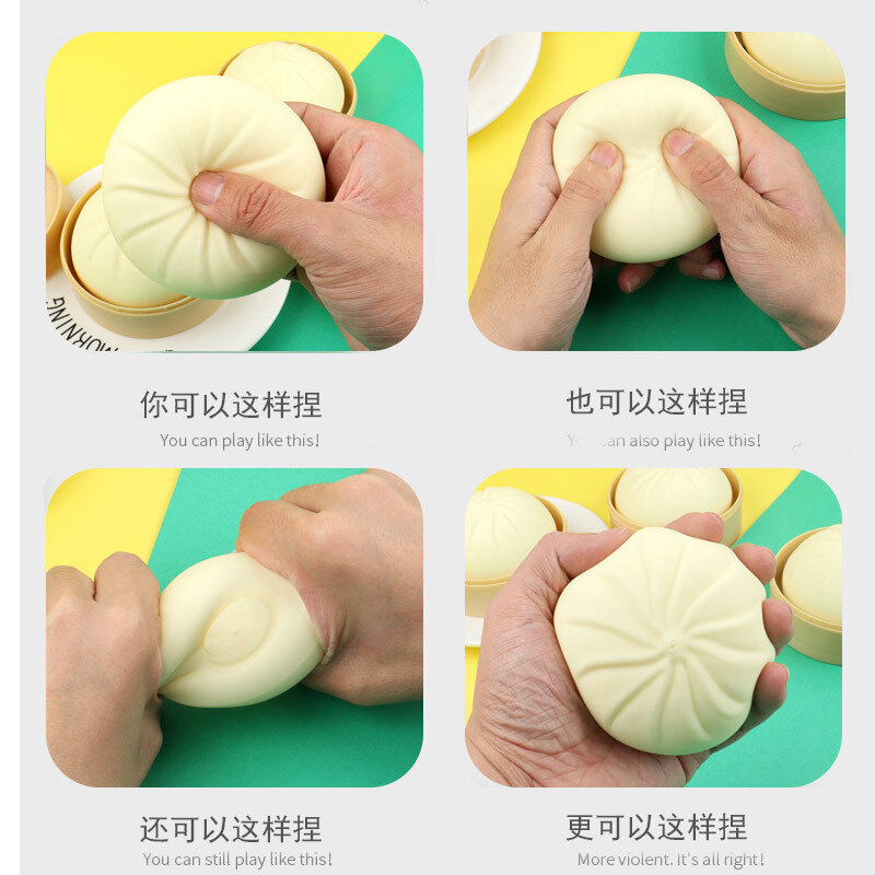 Simulazione decompressione panini al vapore sfiato spremere panini di maiale alla griglia Pasta finta Spoof Xiao Long Bao Toys