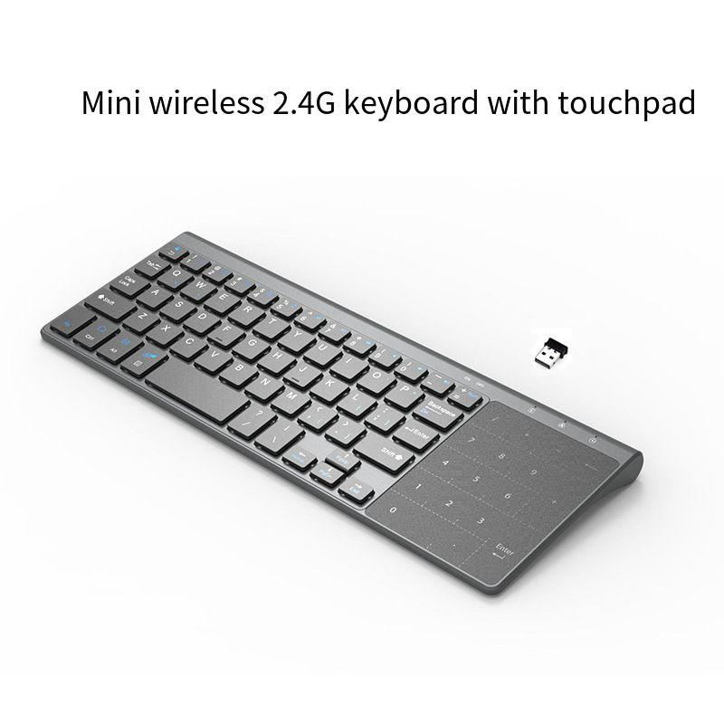 Keyboard nirkabel 2.4GHz, dengan nomor Touchpad Mouse 2 In 1 Keypad angka tipis untuk Android Windows Desktop Laptop PC kotak TV