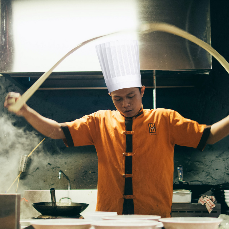 Doitool-Tampas de Chef não tecidas descartáveis para homens e crianças, chapéu de cozinha