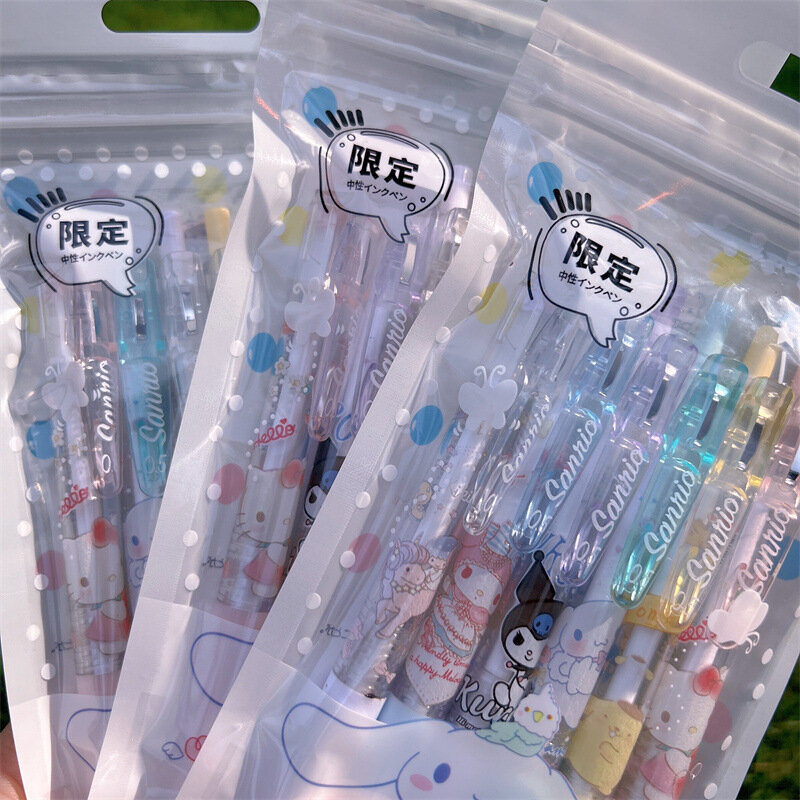 Kawaii Sanrio HelloKitty Cinnamoroll Kuromi Press Pen Cute Exclusive Unisex Pen Student Black Pen Stationery  Anime Accessories