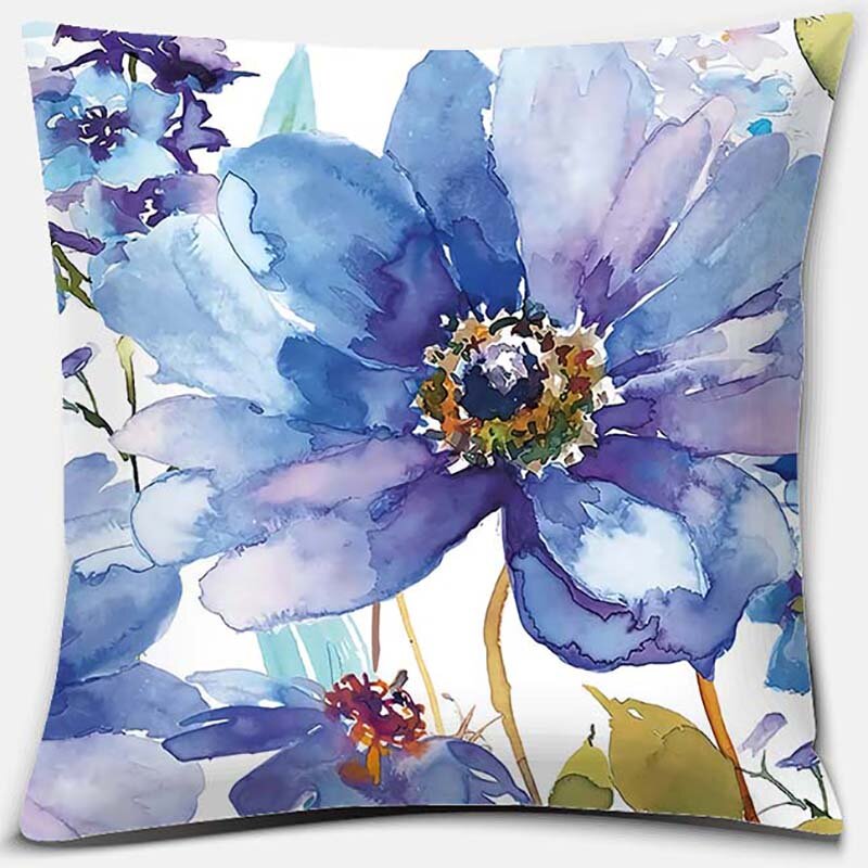 Flower and Bird Printing Series Pattern Pillowcase Square Pillowcase Home Office Decoration Pillowcase