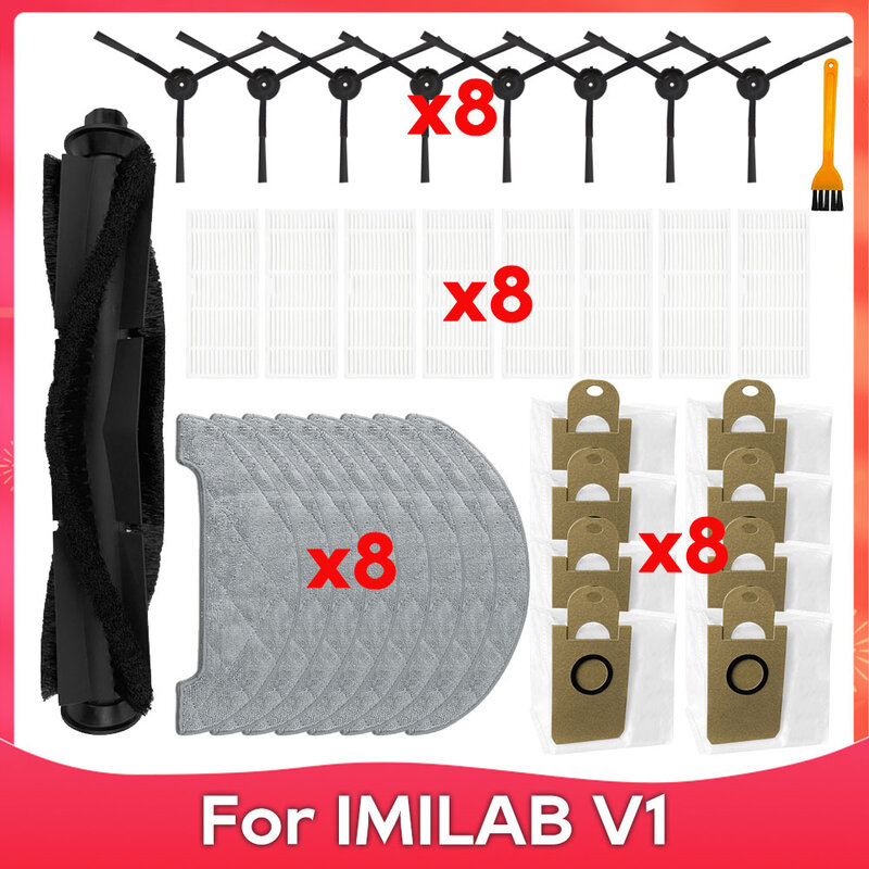 Accesorios de repuesto para Robot aspirador IMILAB V1, cepillo principal, cepillo lateral, filtro Hepa, almohadilla para mopa, bolsa de polvo