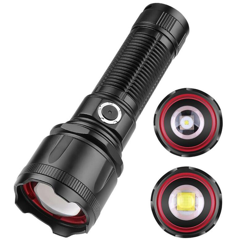 30w Led Mini Flashlight Telescopic Zoom Super Bright Aluminum Alloy Outdoor Strong Light Cob Work Light Xhp160 Dropship