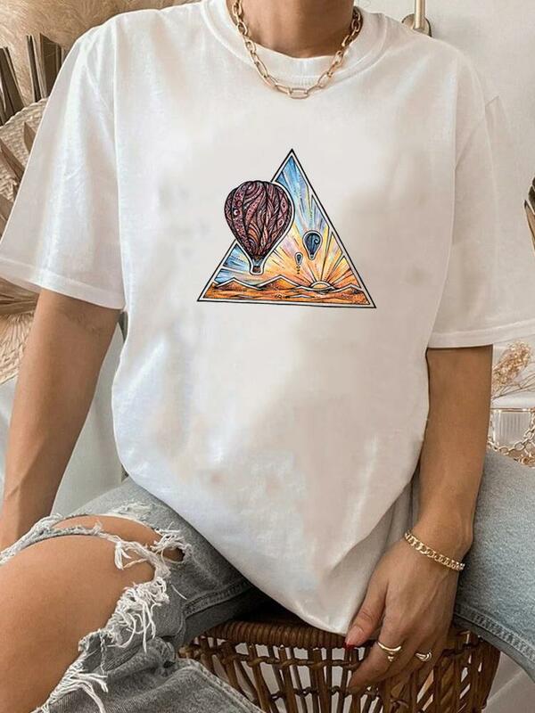 90年代スタイルの女性用水彩Tシャツ,ベーシックな夏服,半袖プリントTシャツ,グラフィックTシャツ