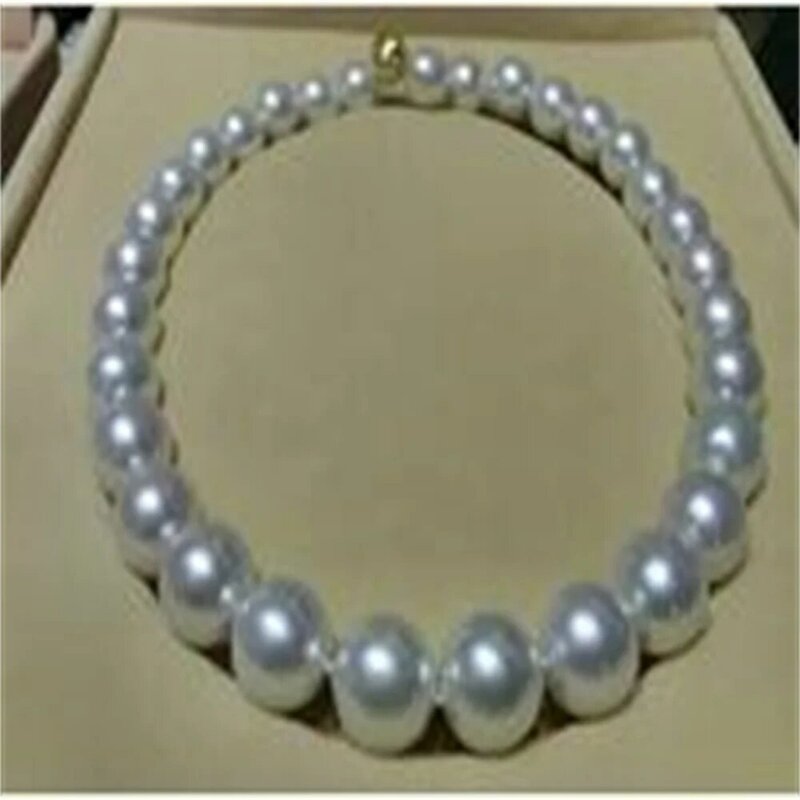 18" 12-15mm genuine natural south sea white pearl necklace