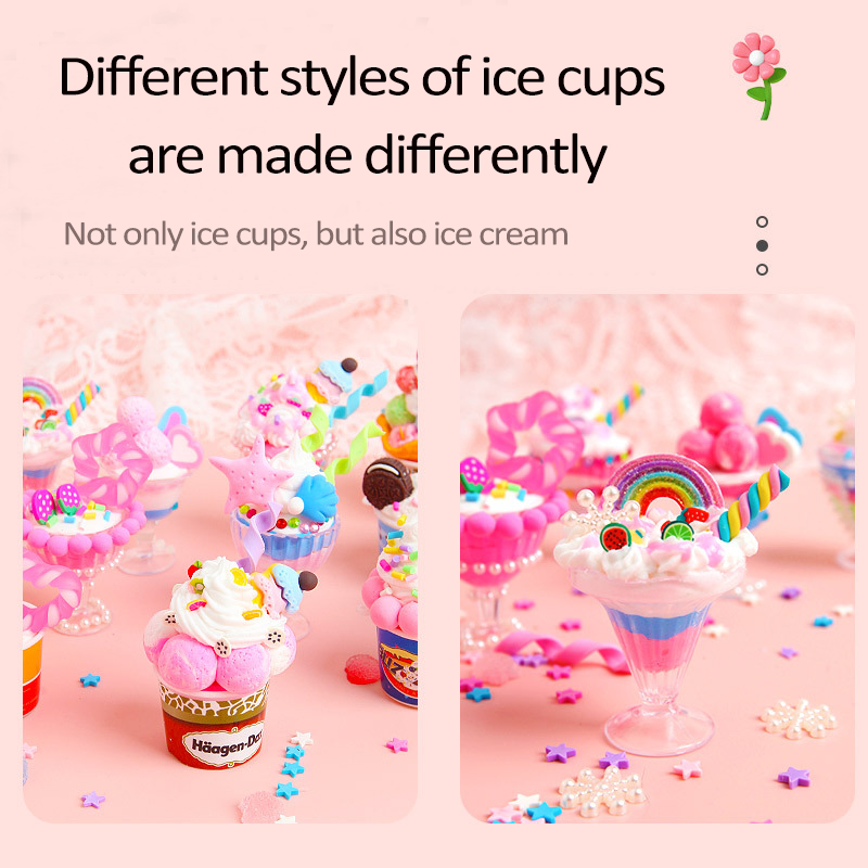 Bolsa de Material de taza de helado de pegamento de crema hecha a mano para niños, juguete de rompecabezas de arcilla súper ligera de postre de simulación