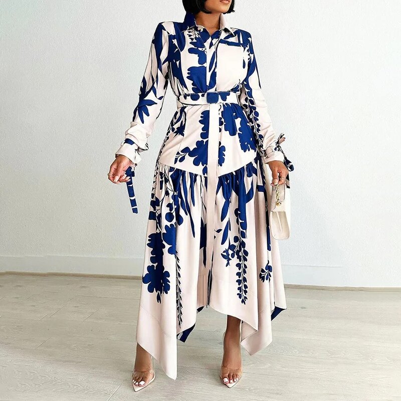 Gaun malam pesta Afrika poliester elegan untuk wanita musim panas 2024 gaun Maxi Panjang Gambar cetak Afrika pakaian gaun