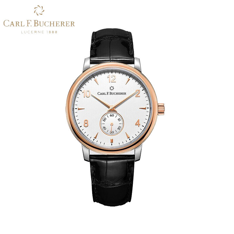 Carl f. ブヘラ男性提督シリーズワニ革ベルト18 18kローズゴールド機械式メンズ腕時計高級機械式時計