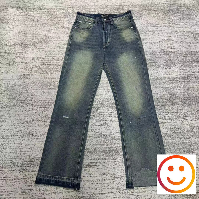 ERD-Jeans en denim vintage déFlexpour hommes et femmes, pantalons droits abîmés, High Street, Cowboy FJJ