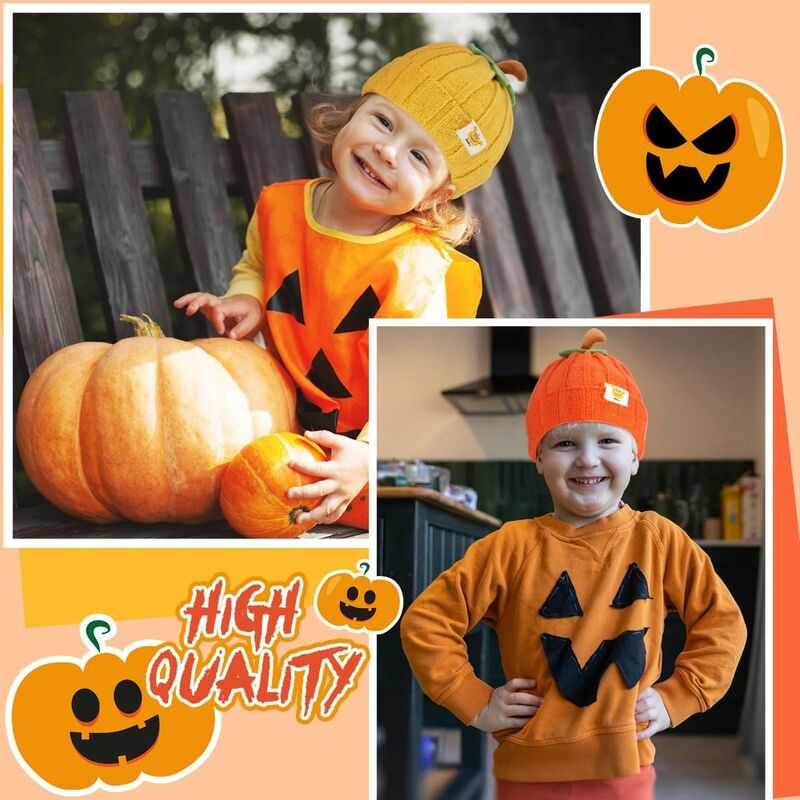 Halloween Baby Pumpkin Hat Cute Newborn Infant Kids Toddler Knitted Beanie Hat Winter Autumn Thanksgiving Baby Hat Boys Girls